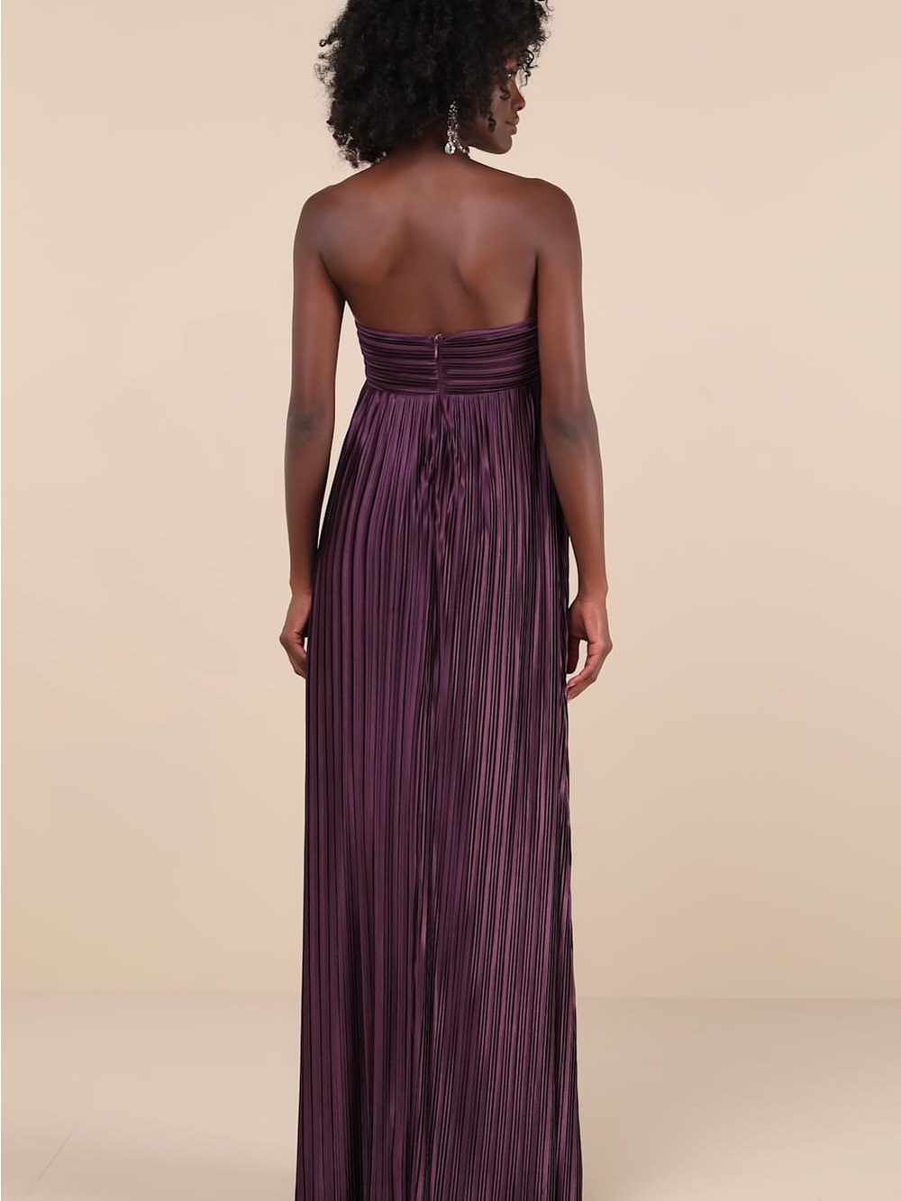 NWT LULUS Whimsical Beauty plisse strapless dress dark purple XL - Picture 5 of 12